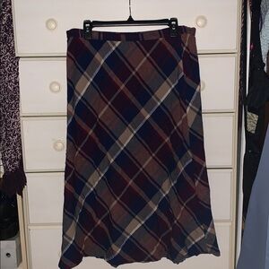 Coldwater Creek Plaid A-Line Midi Skirt